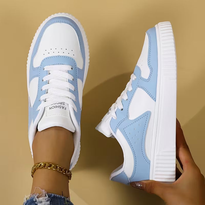 Zapatillas informales y deportivas, unisex de dos tono, con cordones de punta baja