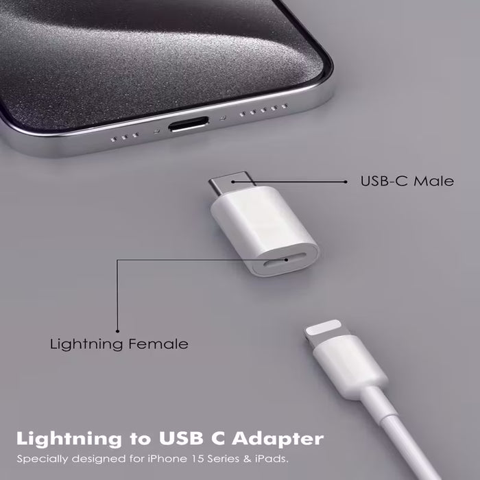 Adaptador de Carga Lightning-Femenino a USB C Macho para iPhone y iPad Tipo C