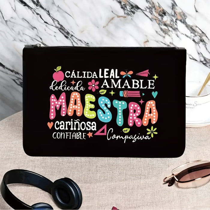 1 Colorido Bolso de Maquillaje y Estuche para Lápices Moderno Clásico Ligero para el Día del Maestro