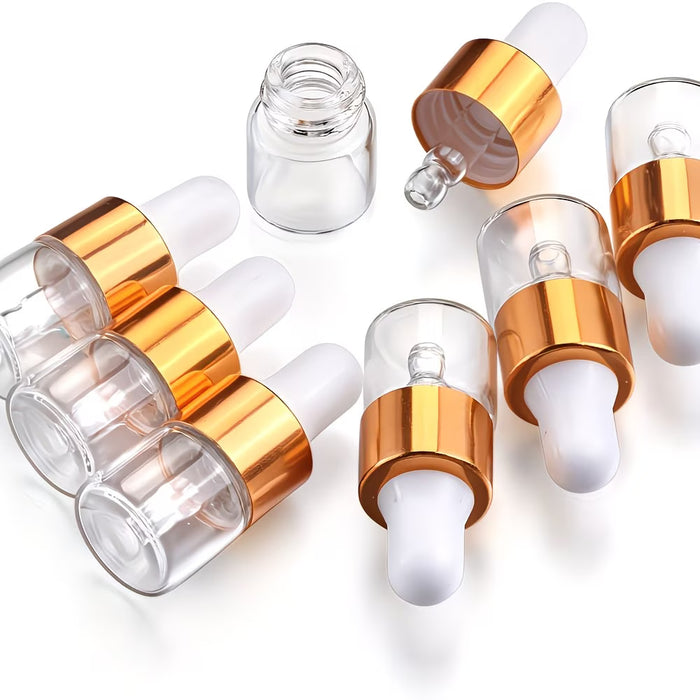 50pcs Mini Botellas de Vidrio Transparente con Cuentagotas de 1ml