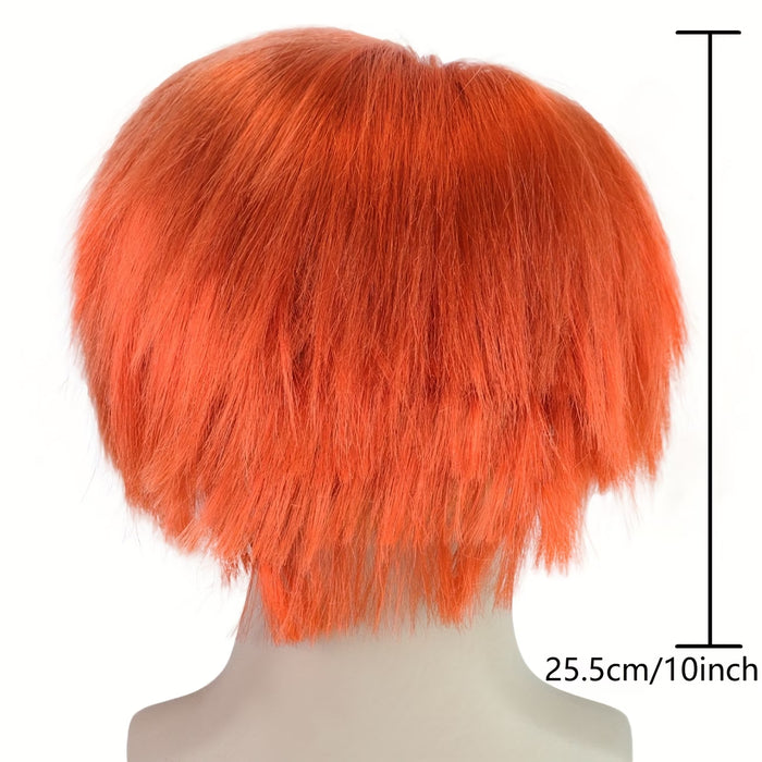 Peluca corta naranja sintética está diseñada para disfraz de chucky