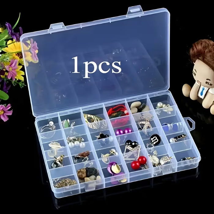 Caja de plástico con 24 compartimentos para organizar gomas elásticas y cuentas
