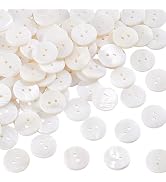 100 botones de concha natural, redondos, de nácar blanco, para costura y manualidades, con 2 agujeros.