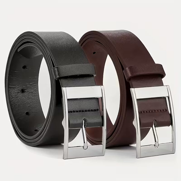 1 Par de Cinturones de Lujo para Hombre de Cuero Sintético con Hebilla de Perno Metálico