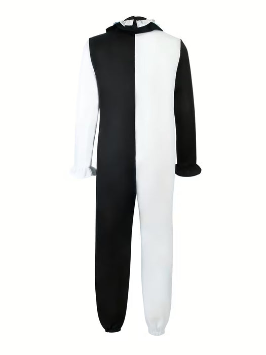 Disfraz de payaso aterrador para hombre para Halloween - un mono espeluznante en blanco y negro