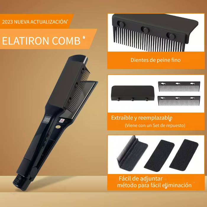1 peine alisador negro resistente al calor con caja - Ideal para usar con planchas color aleatorio