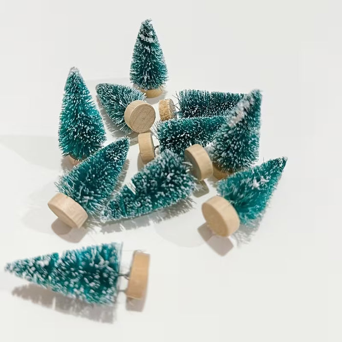 Juego de 6 Árboles Navideños Artificiales en Miniatura con Base