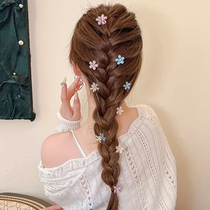 10 piezas de clips de pelo elegantes con flores - Material de PVC
