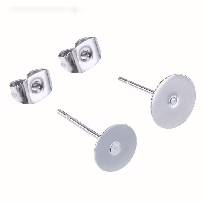 100 Pares (200 piezas) Soporte para Aretes, Estilo Vintage en Acero Inoxidable de 4mm