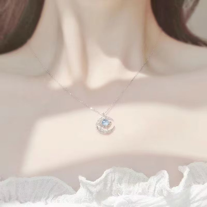 Collar elegante de ensueño con estrella fugaz y luna