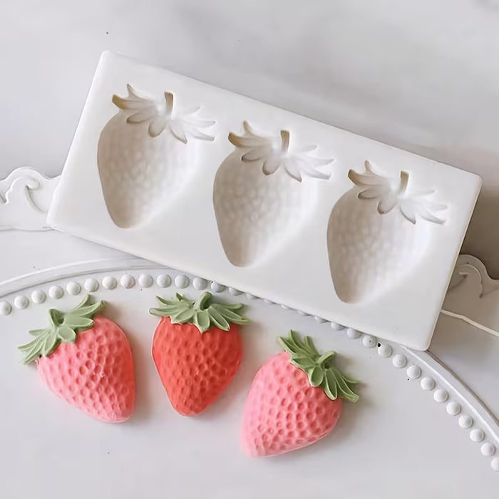 Molde de silicona de tres fresas rectas es adecuado para velas de artesanías de arcilla