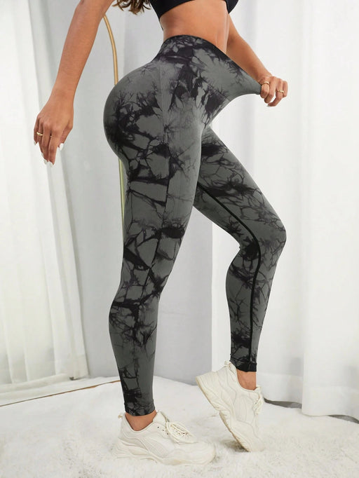 Easithlete Leggings deportivos de tie dye de cintura ancha - Quierox - Tienda Online