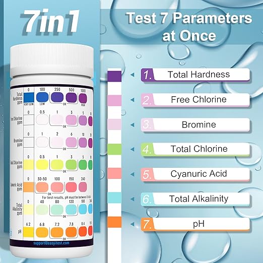 Easytest Tiras de prueba para piscina, 7 pruebas, 150 tiras - Quierox - Tienda Online