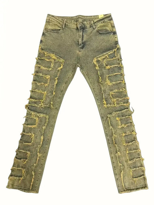 Jeans de mezclilla desgastados y destdñitos de moda para hombre