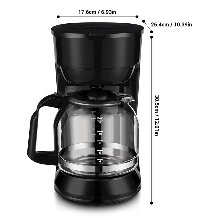 Mainstays Cafetera de goteo negra de 12 tazas