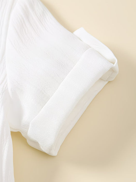 Conjunto de 2 piezas para niño con estampado de oso: cárdigan de manga corta y pantalones cortos