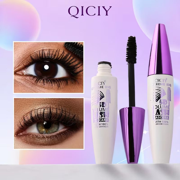 Un máscara de pestañas gruesa, rizadora y alargadora que complementa el maquillaje de ojos