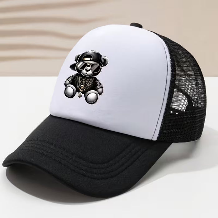 Gorra de Béisbol Ajustable con Estampado de Oso Adorable Unisex