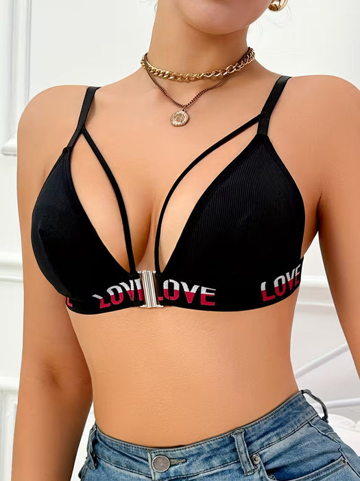 Shein Bralette Push-Up para Mujeres/Sujetador Sin Aros - Cierre Frontal y Diseño de Tirantes