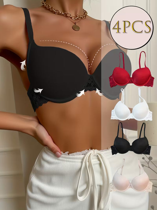 4 Piezas Conjunto de Sujetador para Mujer