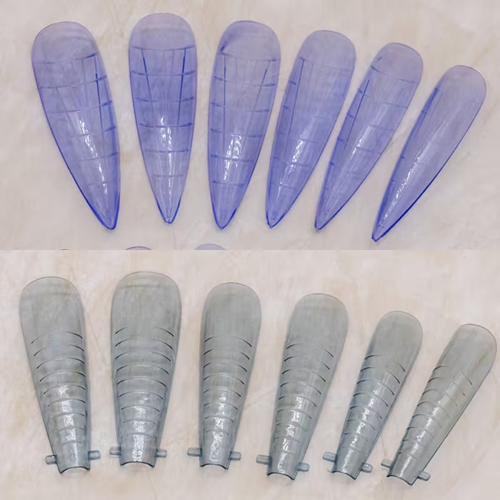 Shein 288 piezas de uñas largas y transparentes en forma de ataúd y ovaladas vibrantes para moldes de extensión