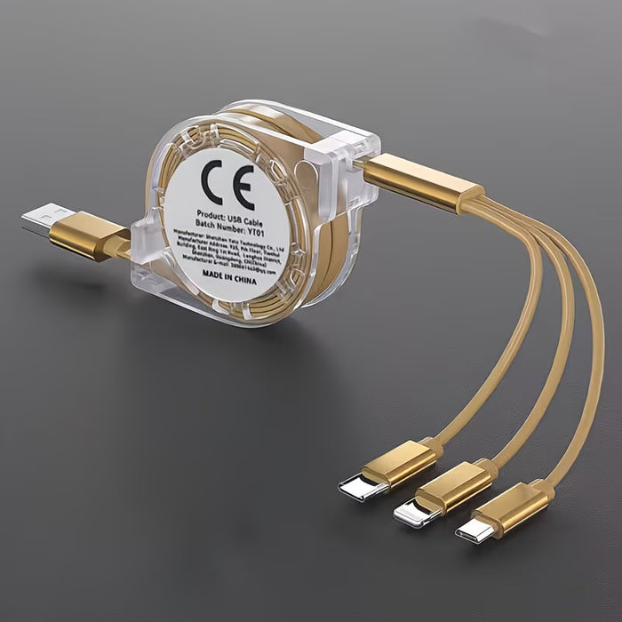 Cable cargador retráctil multiusb 3 en 1