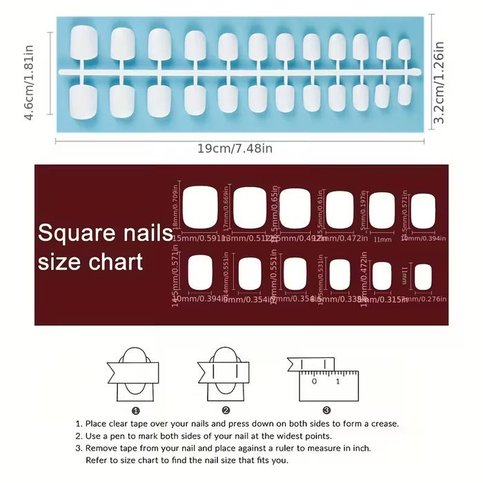 (150 piezas) de uñas cuadradas, uñas cortas, uñas postizas removibles