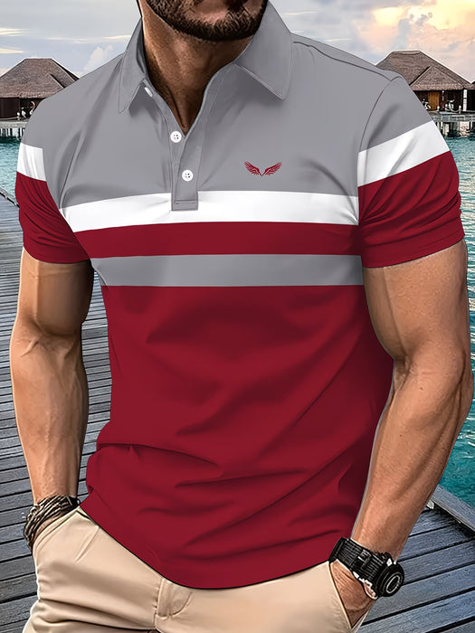 Camisa casual atlética a rayas con estampado de moda para hombre