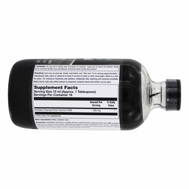 Vitaminas LifeTime - Carbón activado de coco sin sabor 280 mg - 8 onzas líquidas.