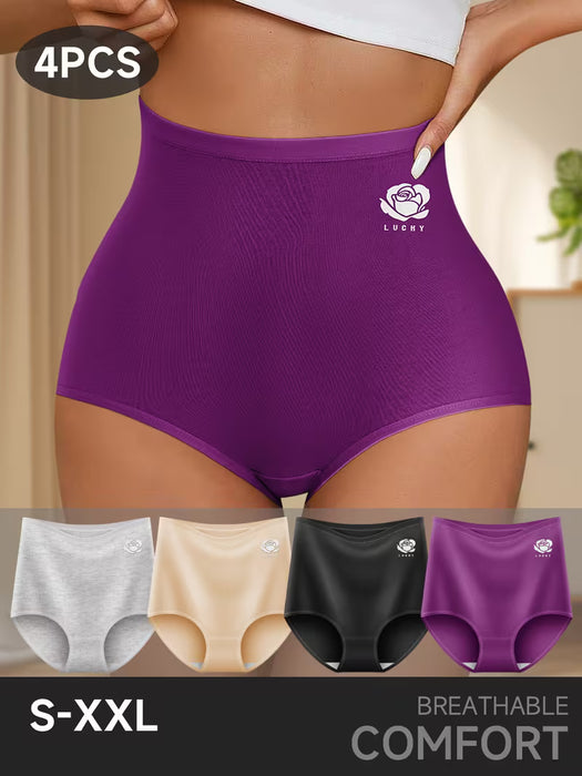 Conjunto de Cuatro Bragas de Cintura Alta para Mujer - Suaves, Cómodas y con Soporte