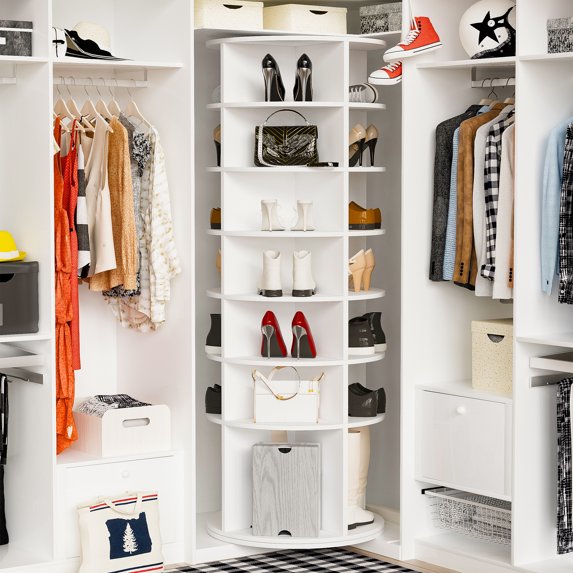 Zapatero Miniyam de 7 niveles, organizador de zapatos giratorio de 360° para 28 pares
