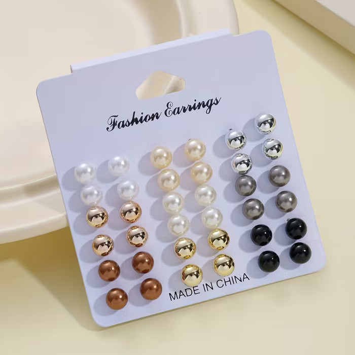Conjunto de pendientes minimalista de botón geométricos, 18 unidades
