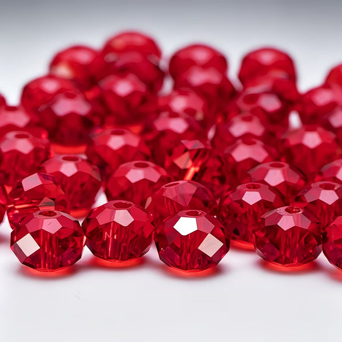 90pcs de Cuentas espaciadoras de cristal rojas de corte plano para pulseras y collares de 4mm