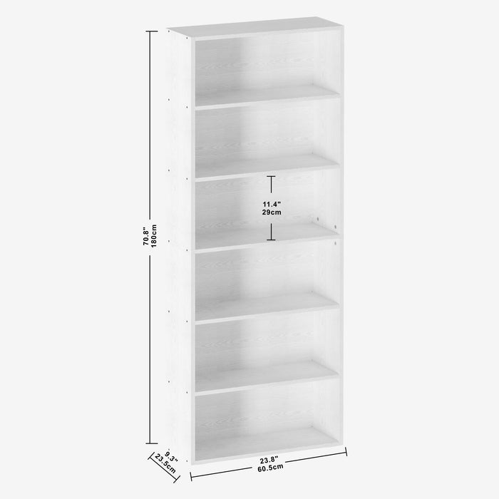 IRONCK Estantería de pie de 6 niveles y 178 cm de altura para oficina en casa, color blanco.
