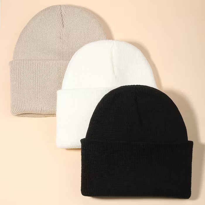 3 piezas Gorro de punto para niños pequeños con puño