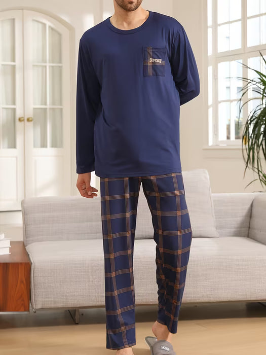 Pijama para Hombre Primavera y Otoño, Manga Larga Adecuado para Uso en Exteriores y Hogar