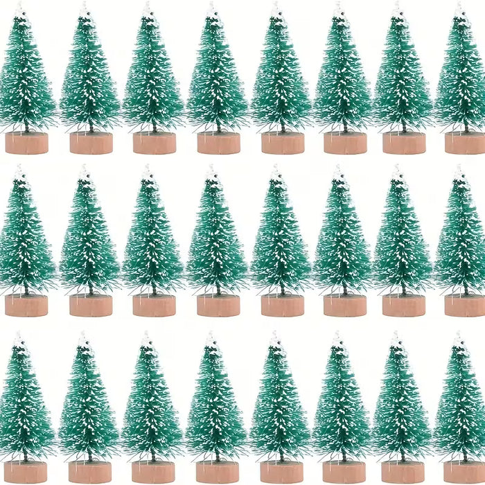 5pcs Árbol de Navidad Artificial Clásico Mini de Sisal con Escarcha