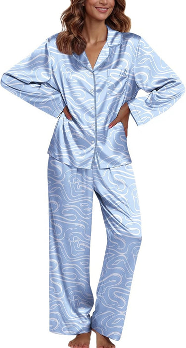 Ekouaer - Juego de pijama de seda para mujer, 2 piezas, de satén - Quierox - Tienda Online