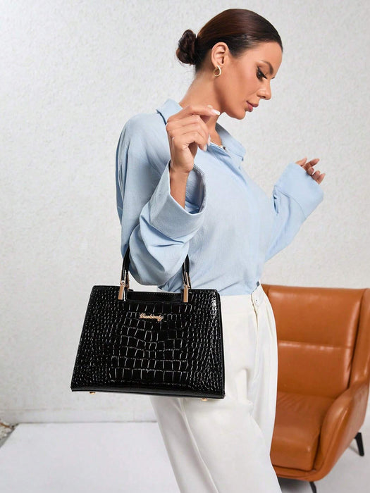 Elegante bolso de piel de cocodrilo de mano, de piel sintética para mujer - Quierox - Tienda Online