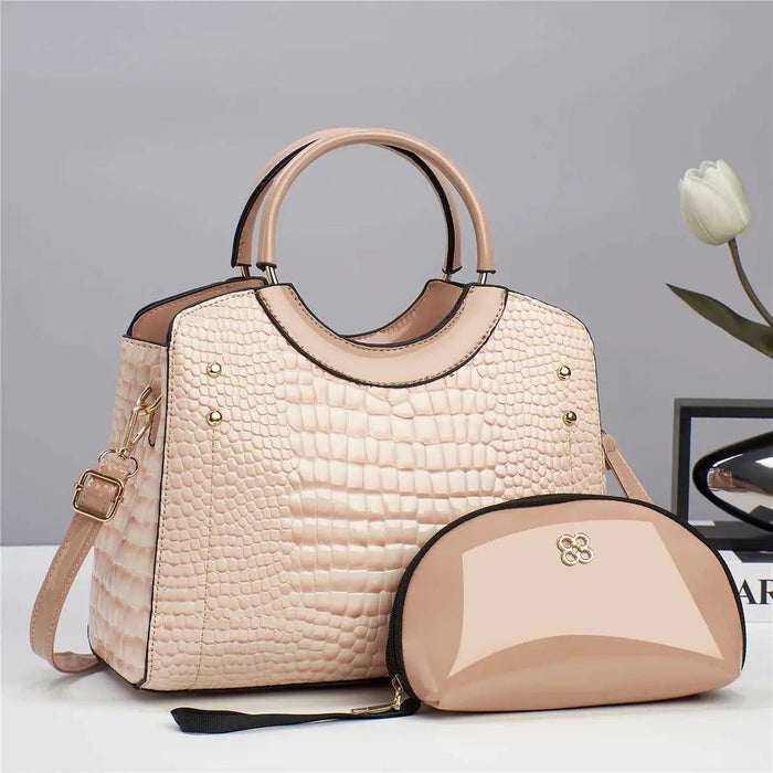 Elegante juego de bolso de dos piezas con estampado y textura de cocodrilo artificial - Quierox - Tienda Online