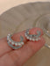 Elegantes aretes de mujer de doble capa en forma de C con adornos de perlas sintéticas - Quierox - Tienda Online