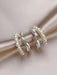 Elegantes aretes de mujer de doble capa en forma de C con adornos de perlas sintéticas - Quierox - Tienda Online