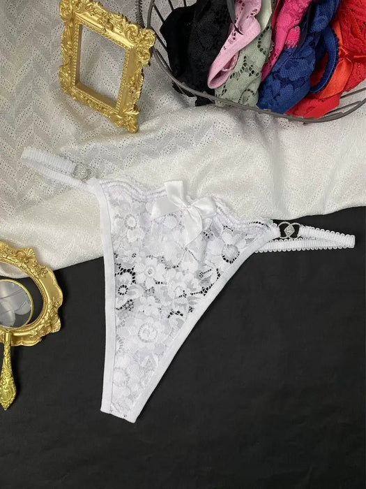 Elegantes Tangas con Lazo de Encaje Floral para mujer - Quierox - Tienda Online