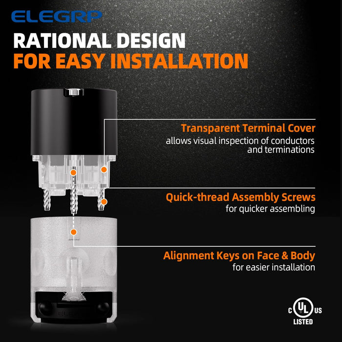 ELEGRP Juego de enchufe y conector eléctrico de hoja recta iluminada, 15 amperios 125 - Quierox - Tienda Online
