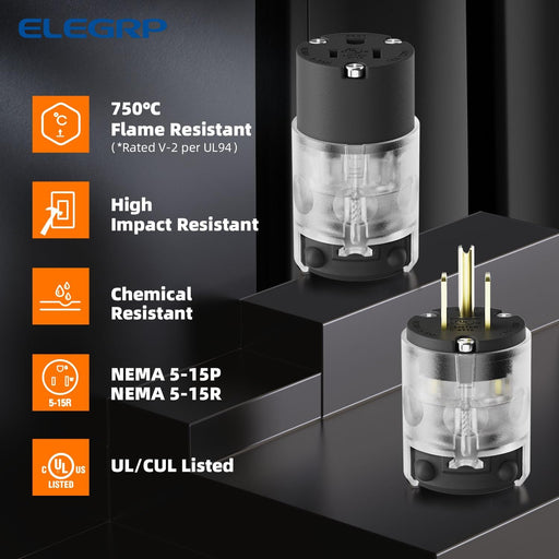 ELEGRP Juego de enchufe y conector eléctrico de hoja recta iluminada, 15 amperios 125 - Quierox - Tienda Online