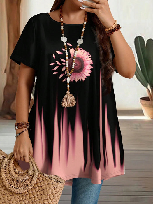EMERY ROSE Camiseta de manga corta con cuello redondo y largo extra para mujer - Quierox - Tienda Online