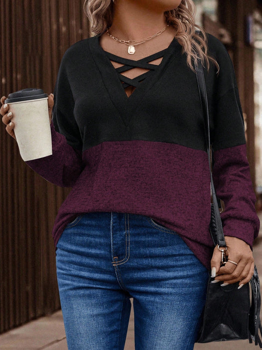 EMERY ROSE Sudadera casual con parches de colores contrastantes para mujer - Quierox - Tienda Online