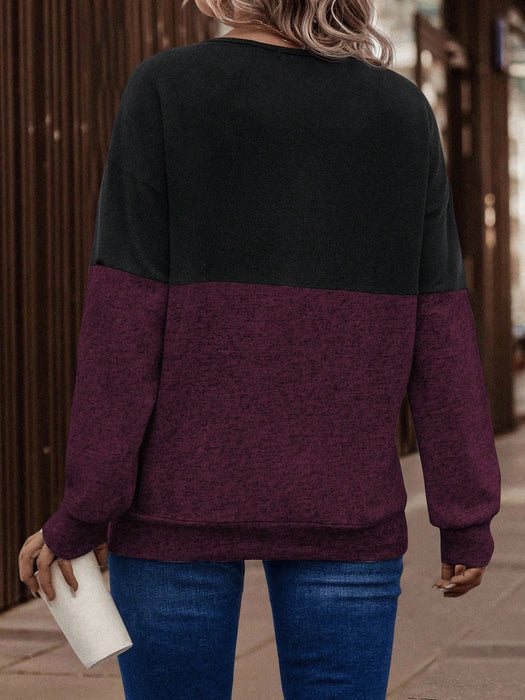 EMERY ROSE Sudadera casual con parches de colores contrastantes para mujer - Quierox - Tienda Online