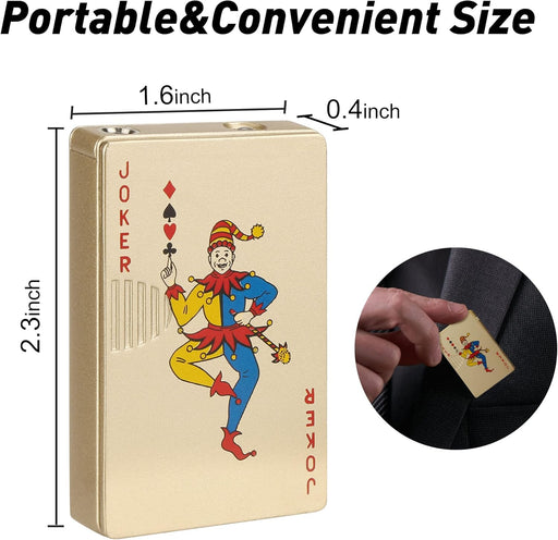 Encendedor de bolsillo con forma de carta de póker y llama de butano recargable, color dorado - Quierox - Tienda Online