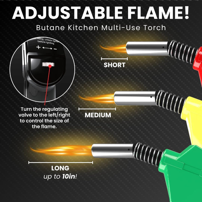 Encendedor de bomba de gas, linterna de butano recargable de tamaño real, llama ajustable - Quierox - Tienda Online